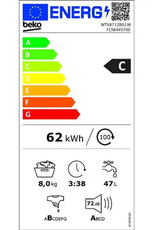 Lave-linge hublot Beko WTV8712BS1W Beko