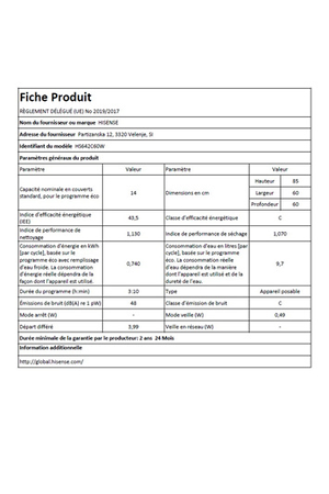 Lave-vaisselle Hisense HS642C60W