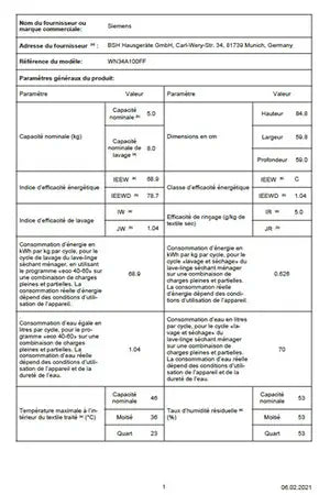 Lave-linge séchant Siemens WN34A100FF