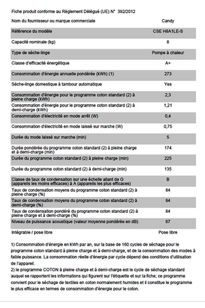 Sèche-linge CANDY CSE H8A1LE-S