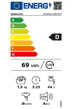 Lave-linge hublot Whirlpool BIWMWG71483FRN