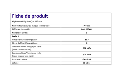 Cuisinière induction Proline P602IMCWH