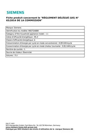 Four encastrable Siemens HB272ABB0 - iQ300