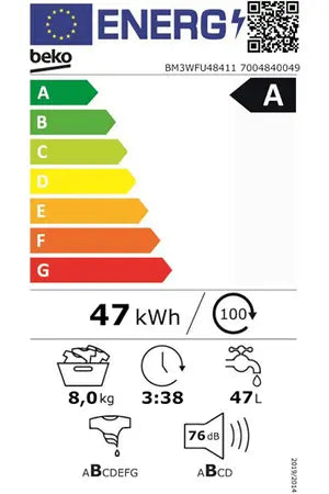 Lave-linge hublot BEKO BM34WFU48411 - ENERGYSPIN Beko